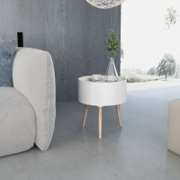 Produktbild för Sidobord med bricka rund 39,5x44,5 cm vit
