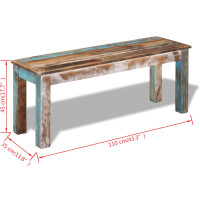 Produktbild för Bänk i massivt återvunnet trä 110x35x45 cm