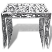 Produktbild för Tvådelat sats-sidobord fyrkantigt aluminium silver