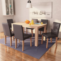 Produktbild för Matbord och matstolar 7 delar konstläder ek brun