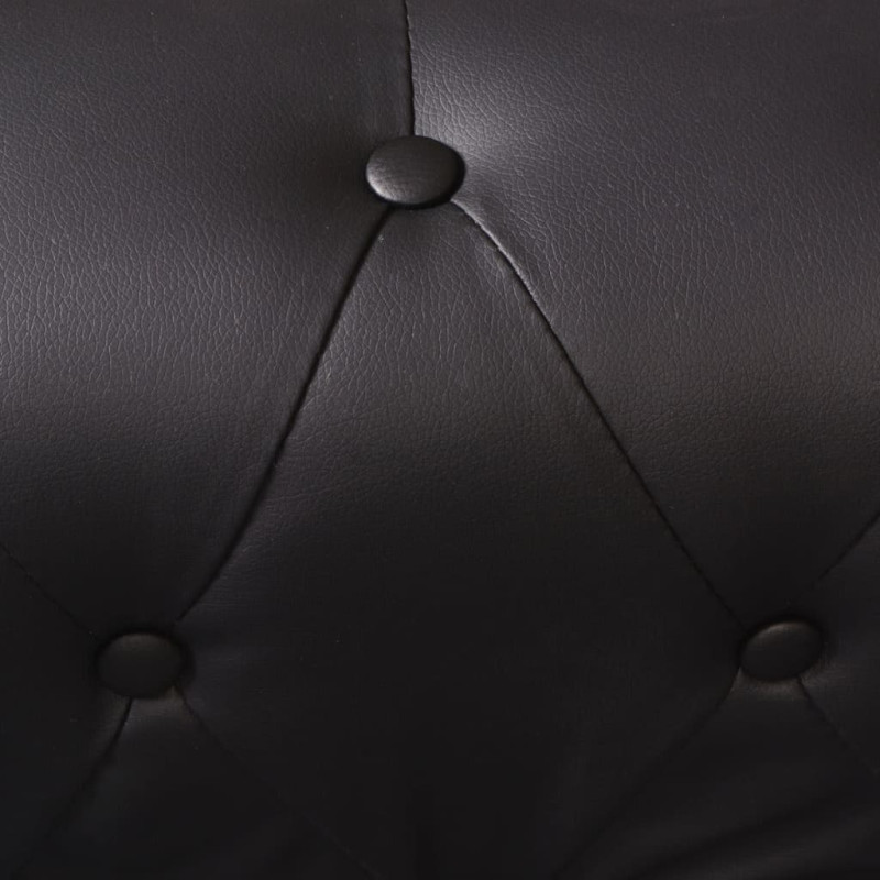 Produktbild för Hörnsoffa 5-sitsig Chesterfield konstläder svart