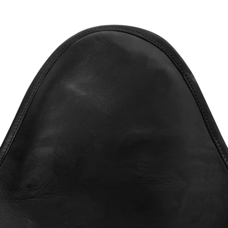 Produktbild för Fladdermusfåtölj svart äkta läder