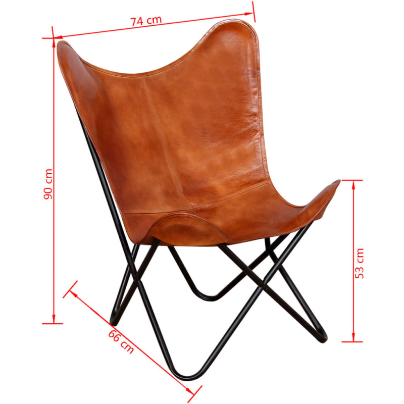 Produktbild för Fladdermusfåtölj brun äkta läder