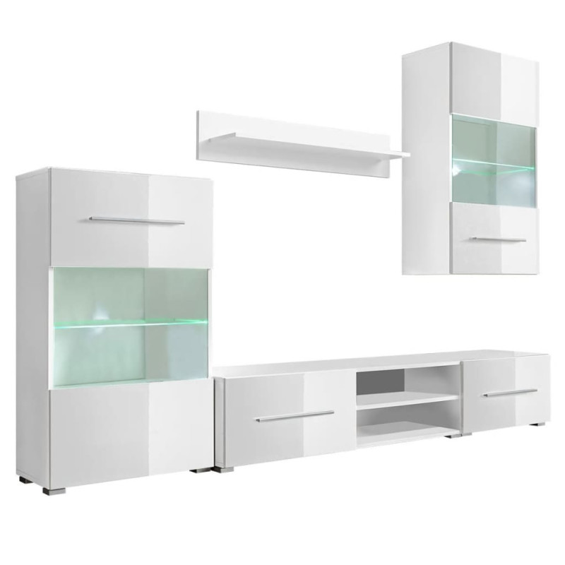 Produktbild för TV-möbel med vitrinskåp och LED 5 delar vit
