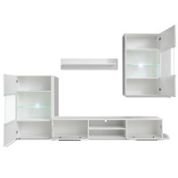 Miniatyr av produktbild för TV-möbel med vitrinskåp och LED 5 delar vit