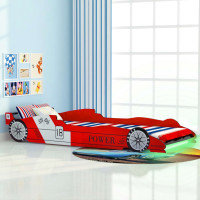 Miniatyr av produktbild för LED Barnsäng racerbil 90x200 cm röd
