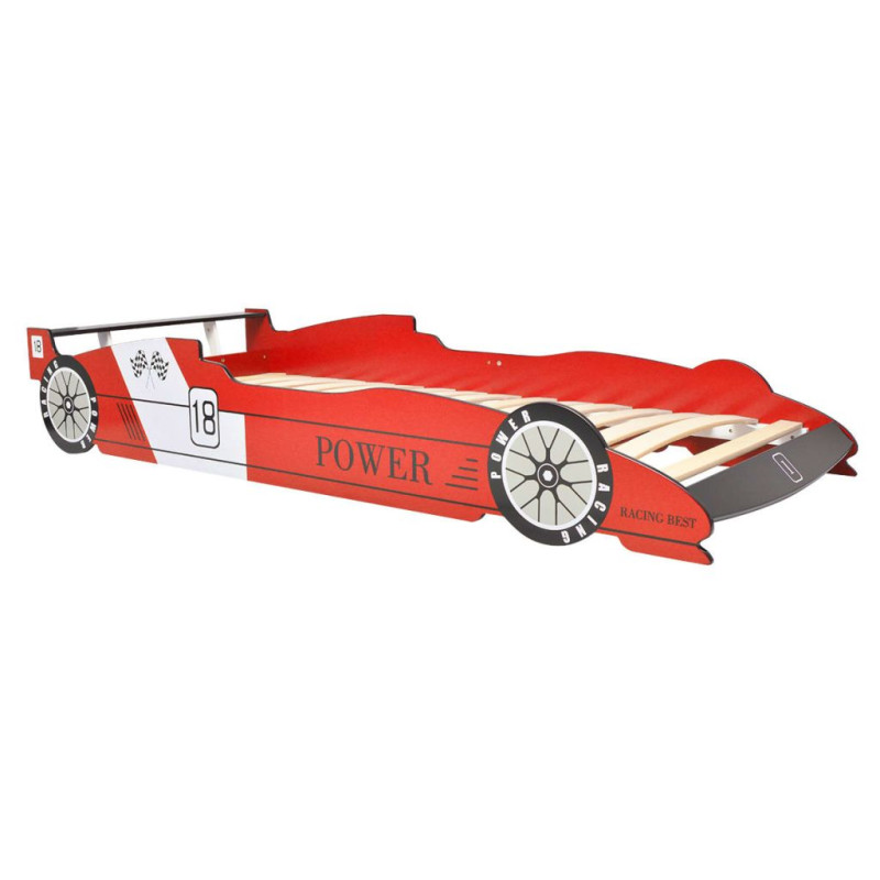 Produktbild för LED Barnsäng racerbil 90x200 cm röd