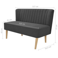 Produktbild för Soffa tyg 117x55,5x77 cm mörkgrå