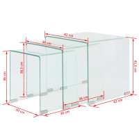 Produktbild för Satsbord 3 st bord härdat klarglas