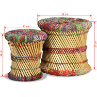 Miniatyr av produktbild för Pallar med chindidetaljer 2 st flerfärgad bambu