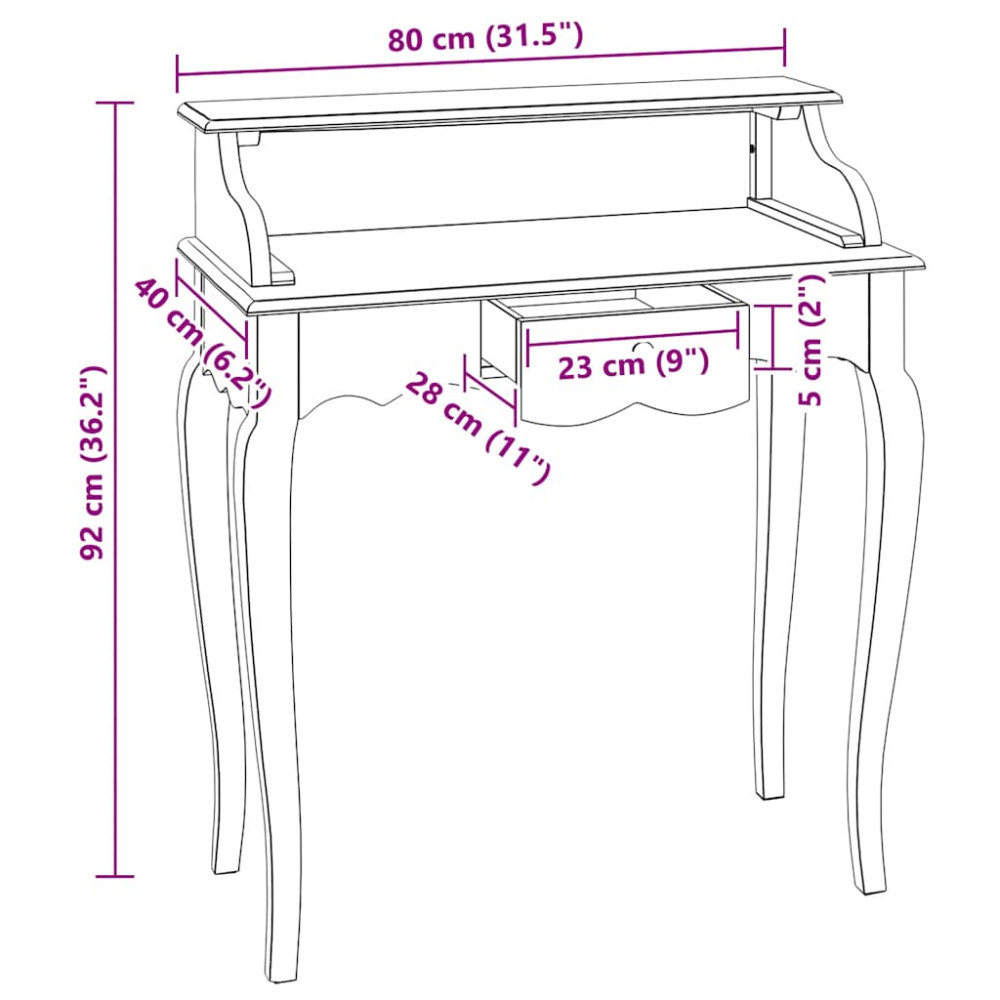 Produktbild för Skrivbord massivt mahognyträ 80x40x92 cm