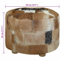 Produktbild för Puff getskinnsläder runt 50x50x45 cm