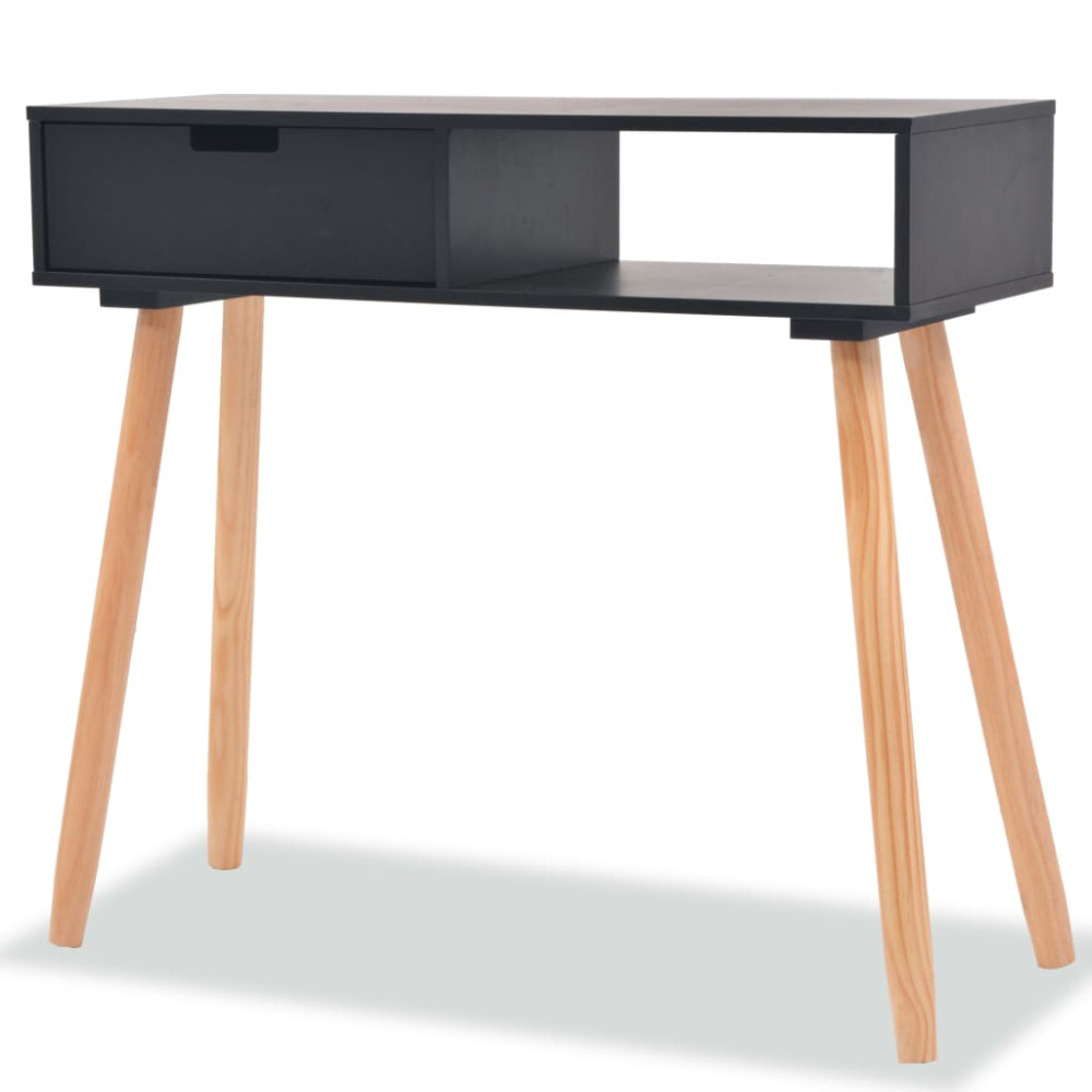 Produktbild för Konsolbord massiv furu 80x30x72 cm svart