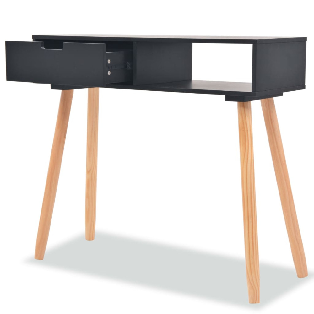 Produktbild för Konsolbord massiv furu 80x30x72 cm svart