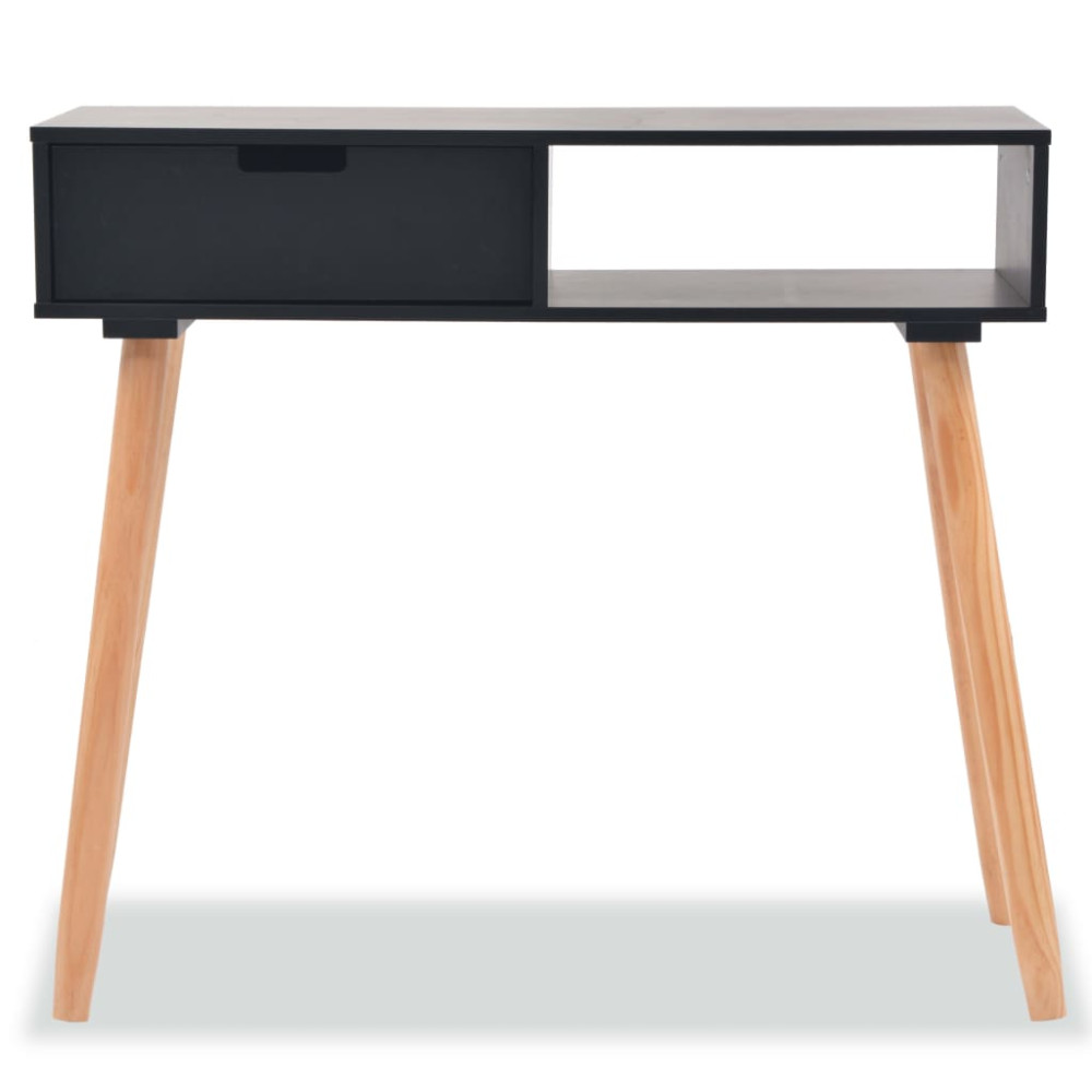 Produktbild för Konsolbord massiv furu 80x30x72 cm svart
