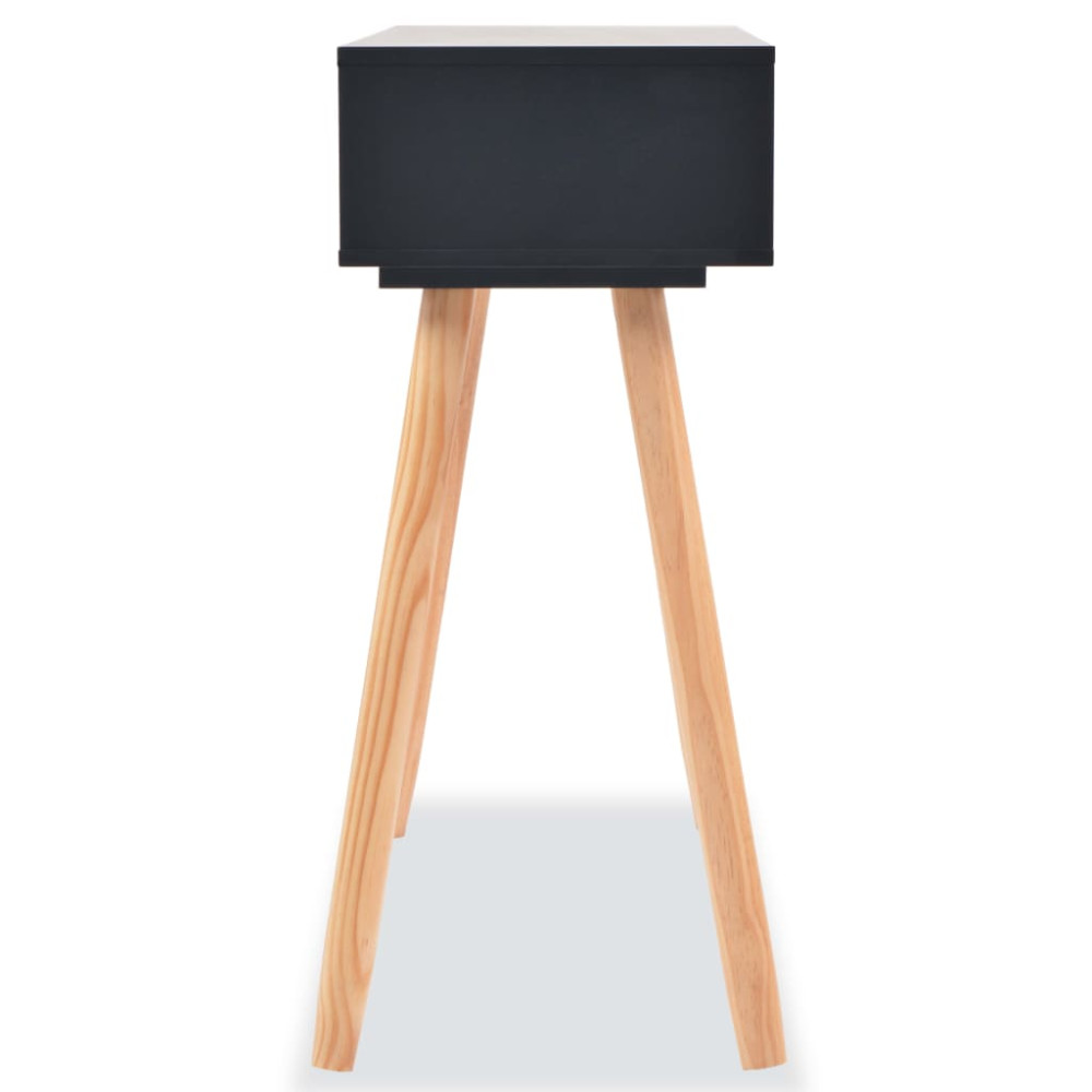 Produktbild för Konsolbord massiv furu 80x30x72 cm svart