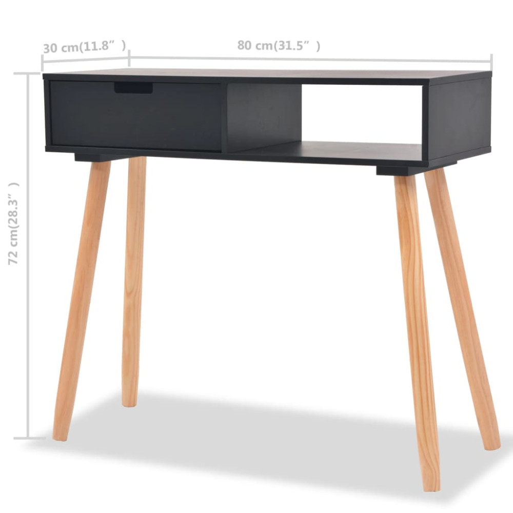 Produktbild för Konsolbord massiv furu 80x30x72 cm svart
