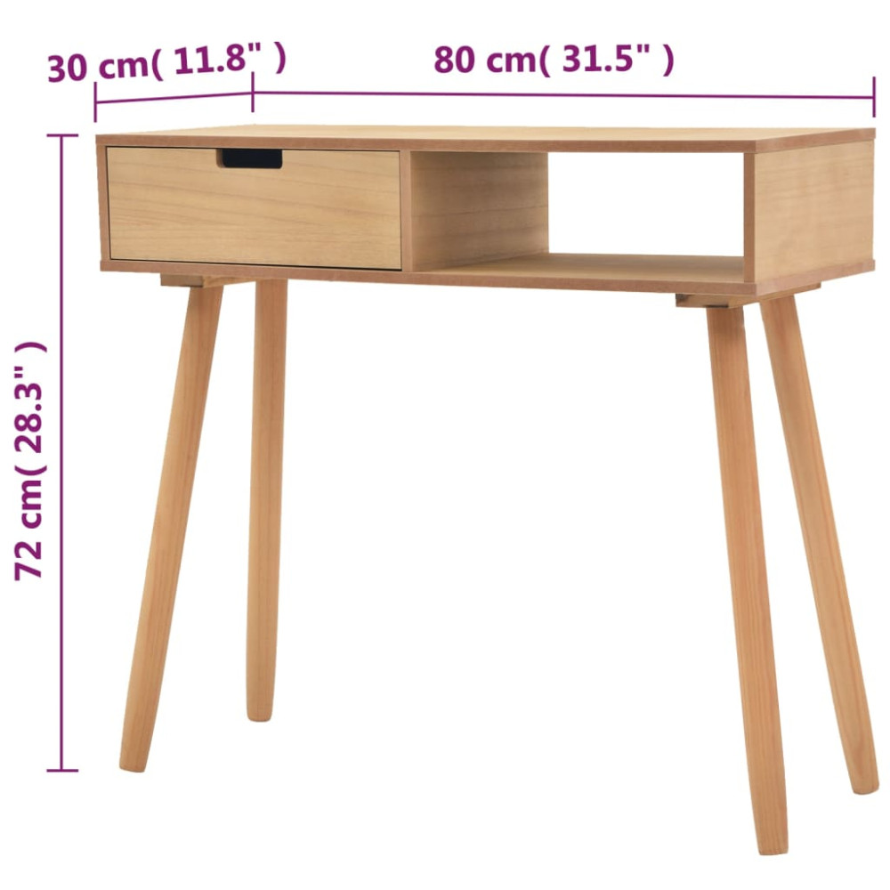 Produktbild för Konsolbord massiv furu 80x30x72 cm brun