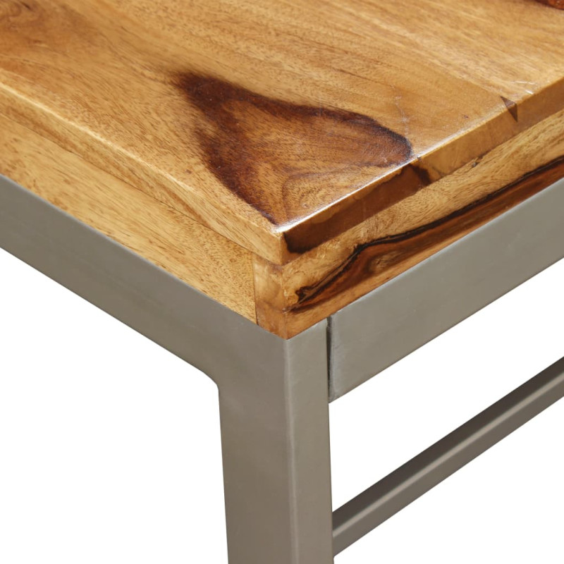 Produktbild för Matbord massivt sheshamträ och stål 180 cm