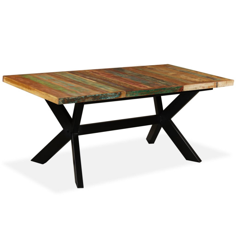 Produktbild för Matbord massivt återvunnet trä och stål kryss 180 cm