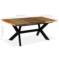 Miniatyr av produktbild för Matbord massivt återvunnet trä och stål kryss 180 cm