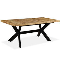 Produktbild för Matbord massivt mangoträ och stål kryss 180 cm