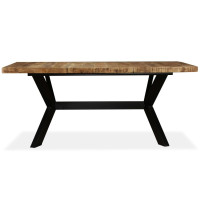 Produktbild för Matbord massivt mangoträ och stål kryss 180 cm