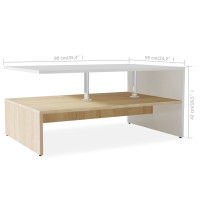 Produktbild för Soffbord spånskiva 90x59x42 cm ekfärg och vit
