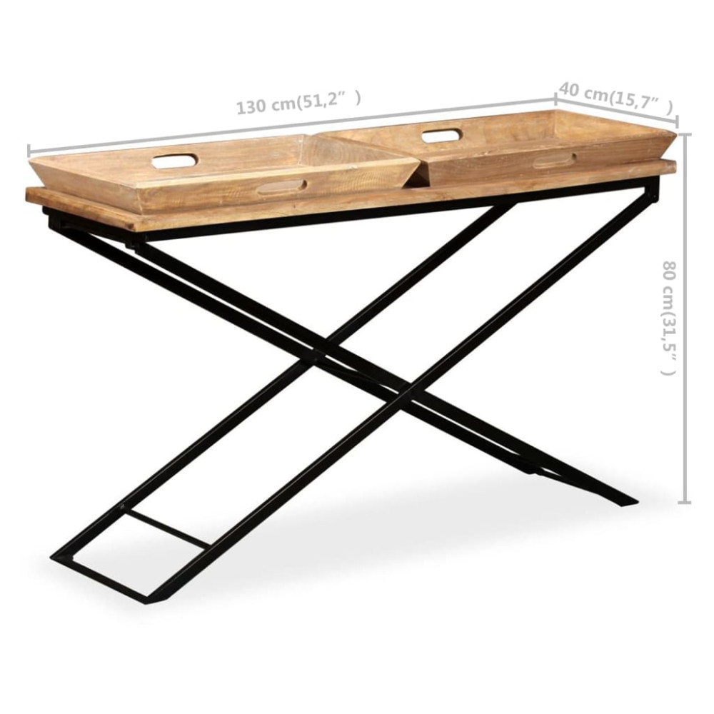 Produktbild för Konsolbord massivt mangoträ 130x40x80 cm