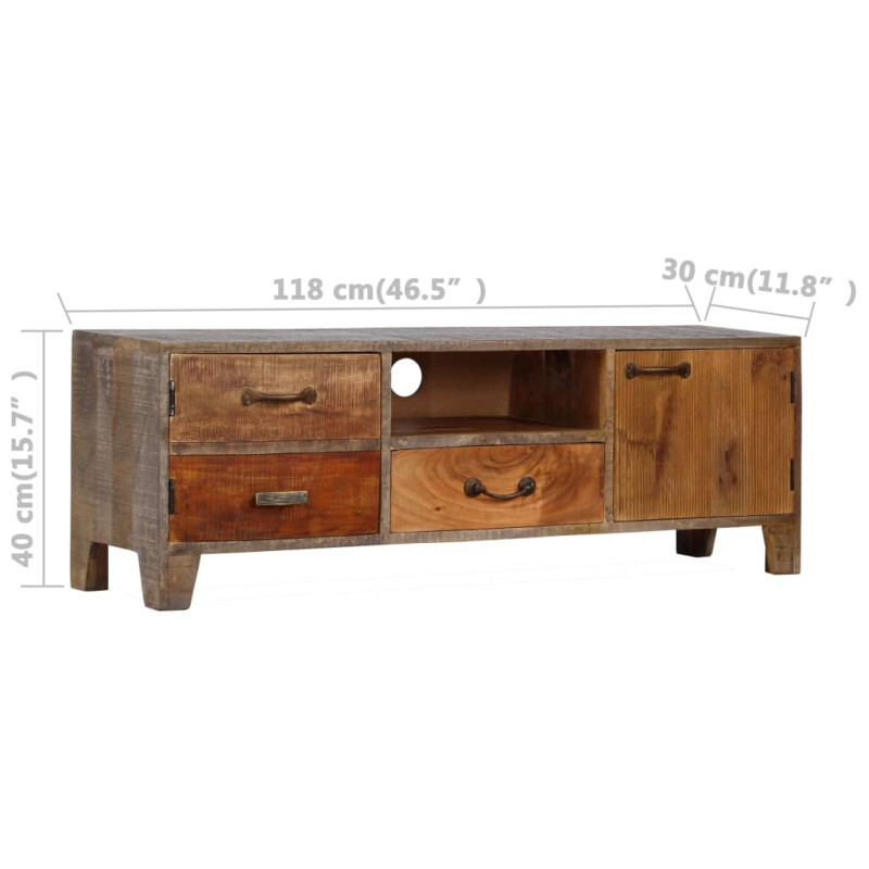 Produktbild för TV-bänk massivt trä vintage 118x30x40 cm
