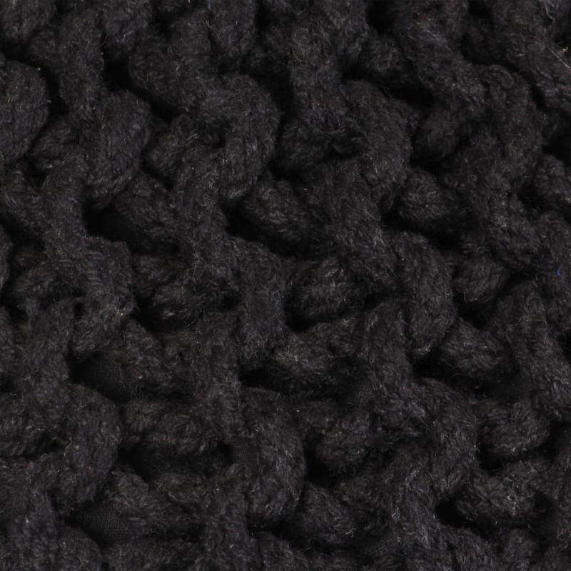 Produktbild för Handstickad puff bomull 50x35 cm svart