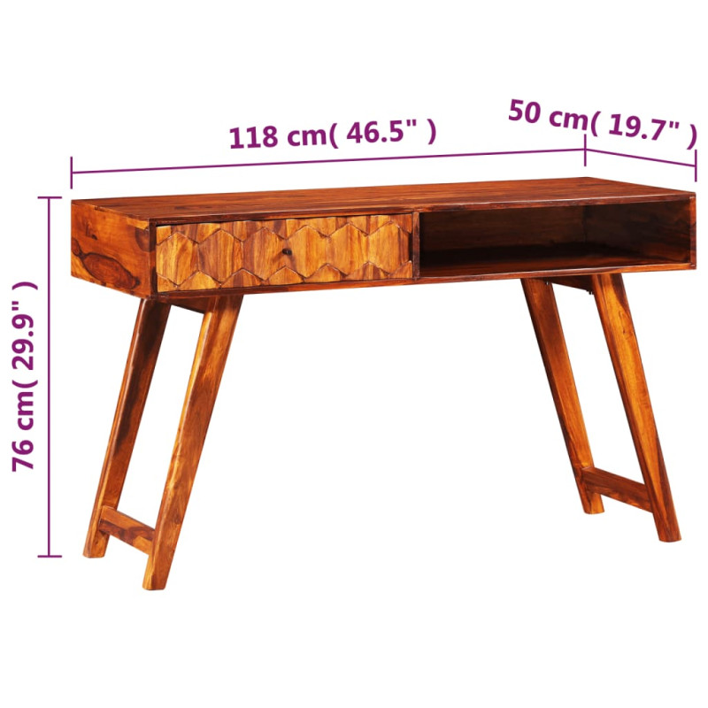 Produktbild för Skrivbord massivt sheshamträ 118x50x76 cm