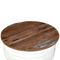 Produktbild för Soffbord i återvunnet trä tunnformad vit