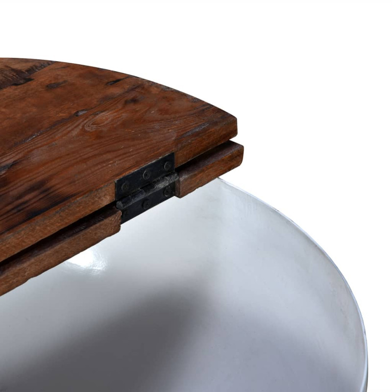 Produktbild för Soffbord i återvunnet trä skålformad vit