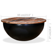 Produktbild för Soffbord i återvunnet trä skålformad svart