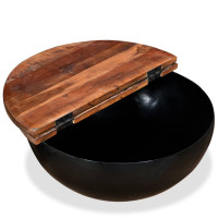 Produktbild för Soffbord i återvunnet trä skålformad svart