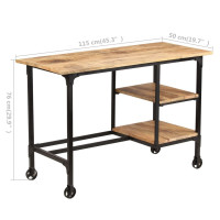 Produktbild för Skrivbord med hopfällbar pall massivt mangoträ 115x50x76 cm