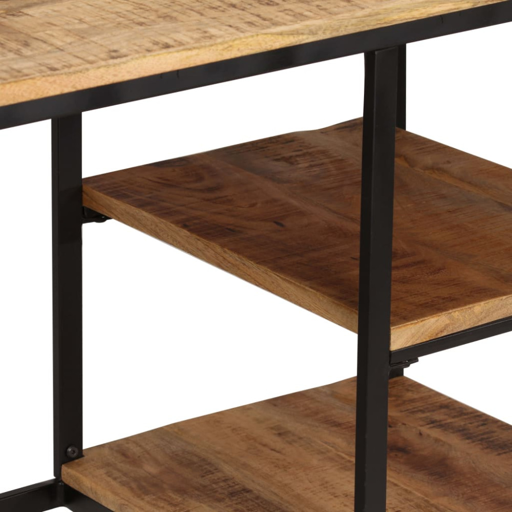 Produktbild för Skrivbord med hopfällbar pall massivt mangoträ 115x50x76 cm
