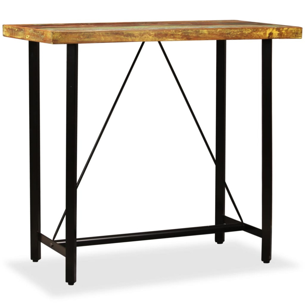 Produktbild för Barbord massivt återvunnet trä 120x60x107 cm