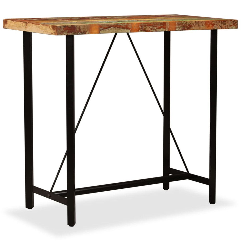Produktbild för Barbord massivt återvunnet trä 120x60x107 cm