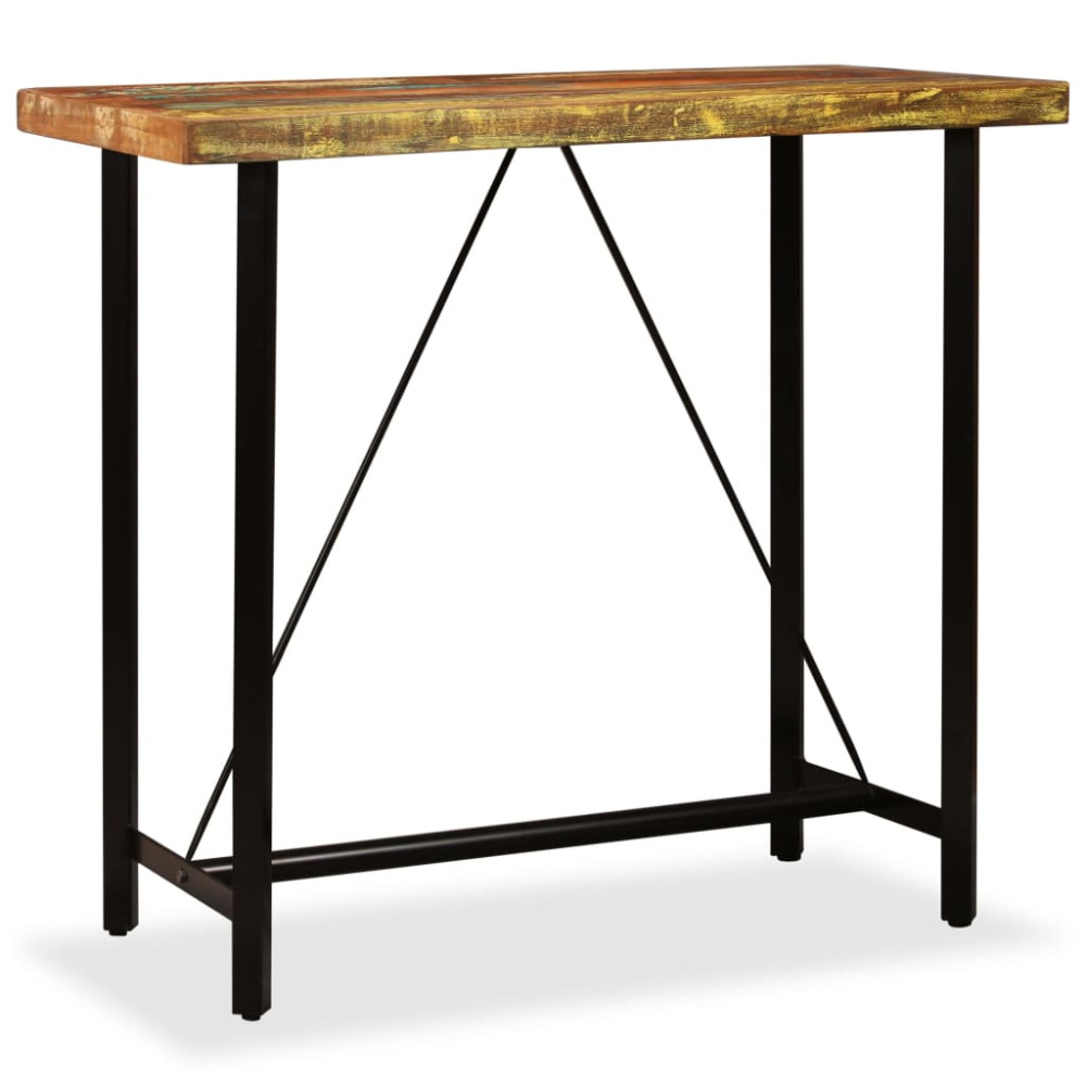 Produktbild för Barbord massivt återvunnet trä 120x60x107 cm