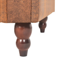 Produktbild för Bäddsoffa 2-sits med armstöd konstmocka brun