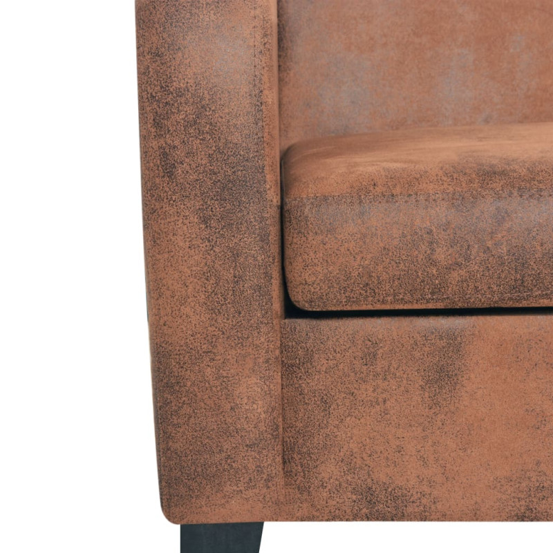 Produktbild för 3-sitssoffa konstmocka brun