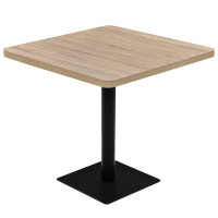 Produktbild för Bistrobord MDF och stål fyrkantigt 80x80x75 cm ekfärgad