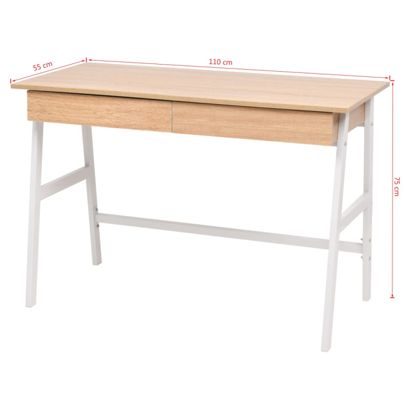 Produktbild för Skrivbord 110x55x75 cm ekfärg och vit