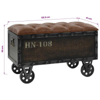 Produktbild för Förvaringsbänk massivt trä och konstläder 80,5x41x50 cm