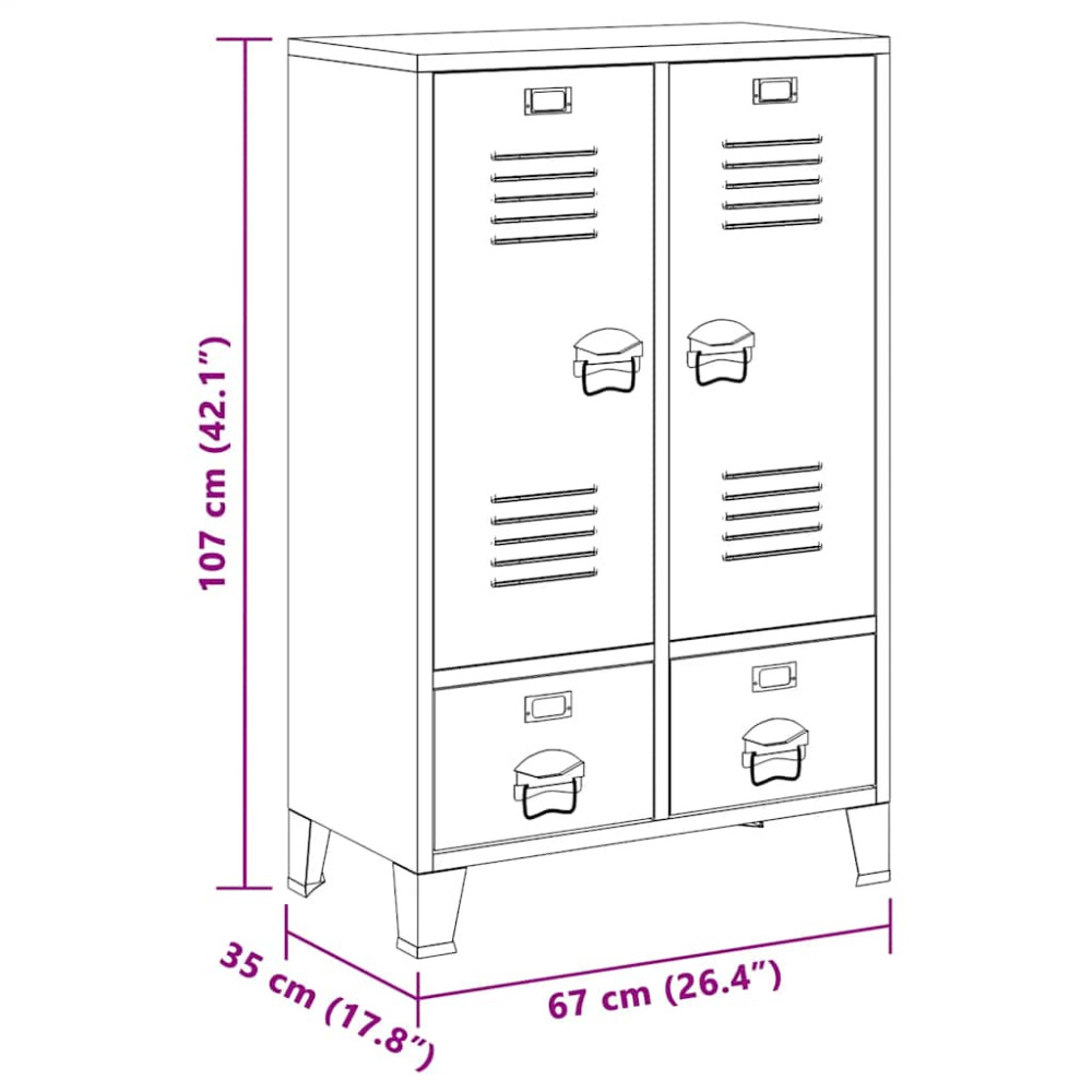 Produktbild för Garderob industriell stil metall 67x35x107 cm svart