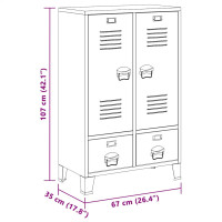 Produktbild för Garderob industriell stil metall 67x35x107 cm svart
