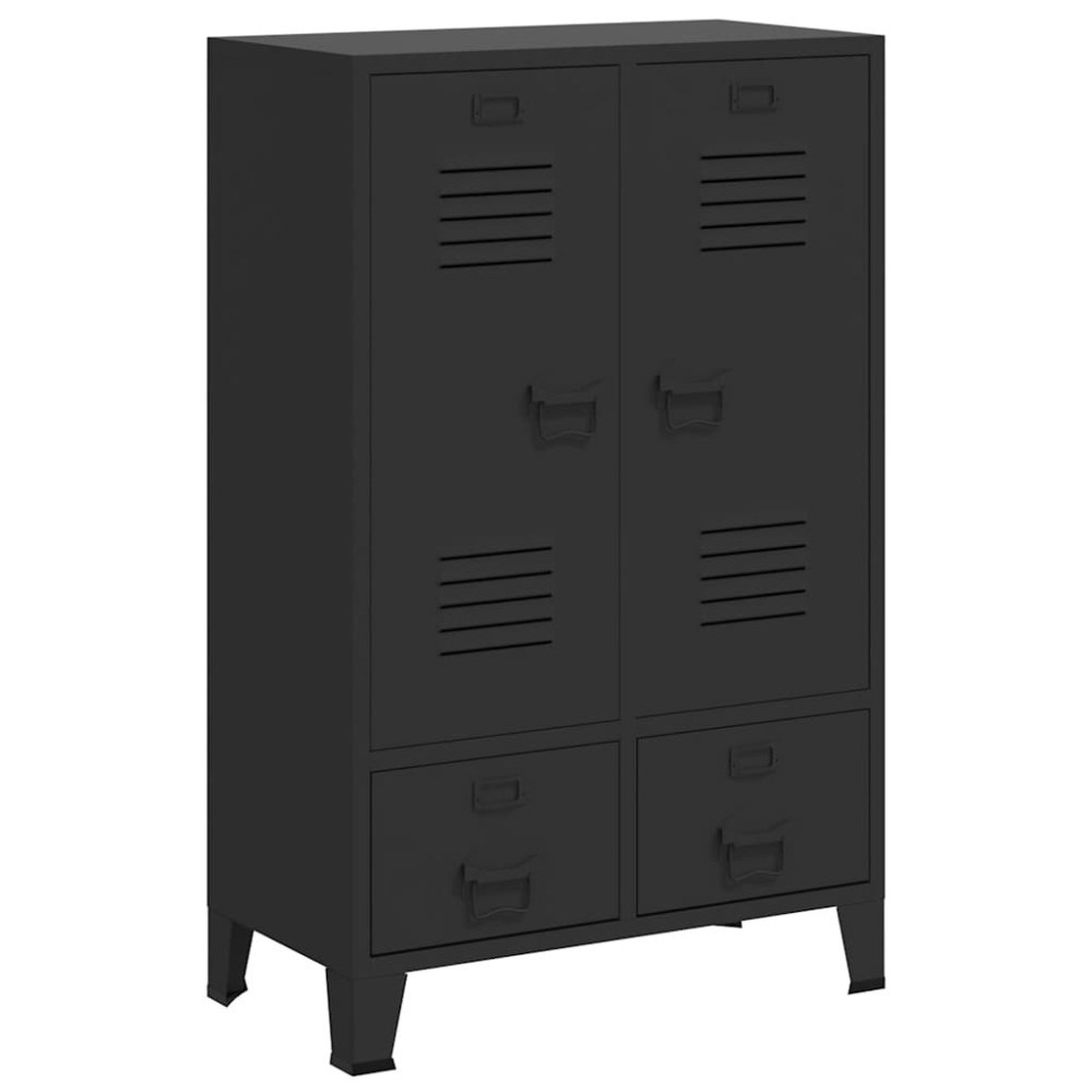 Produktbild för Garderob industriell stil metall 67x35x107 cm svart