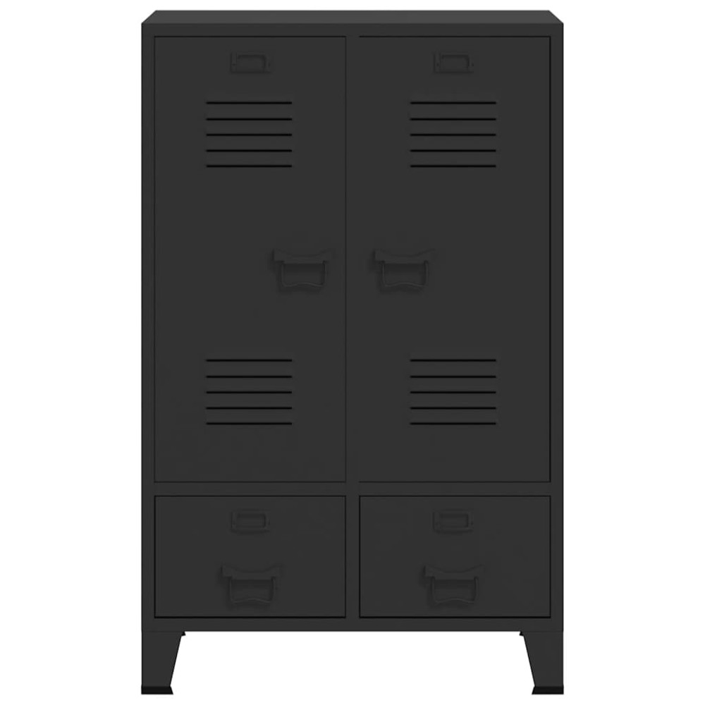 Produktbild för Garderob industriell stil metall 67x35x107 cm svart